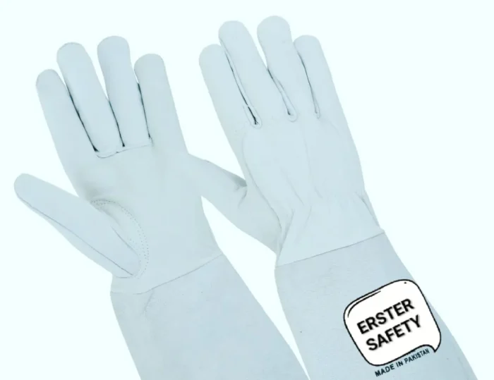White Leather Safety Gloves
